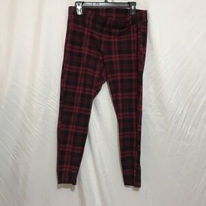 Women's Plaid Leggings Red and Black